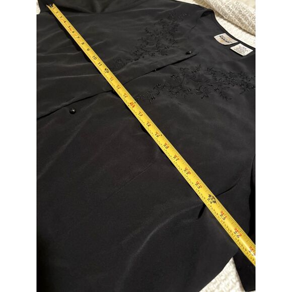 Black Floral Embroidered Button Top 24W Whimsigoth Fairy Grunge Dark Cottagecore - Picture 4 of 8